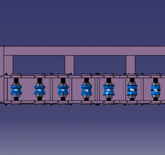 下排冷弯轧辊上画出中(zhōng)心点